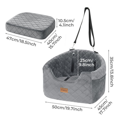 Skylos Dog Booster Car Seat Safe Puppy Travel Carrier Bed Bag Basket Pet Grey