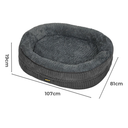 Skylos Orthopedic Plush Dog Bed Soft Washable Pet Bed Grey Cosy Cushion XL Size