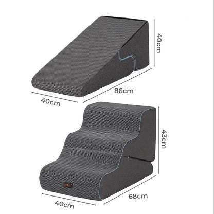 Skylos 2 in 1 Dog Ramp 3 Step Pet Stairs Ladder Foam Non Slip Washable Cover