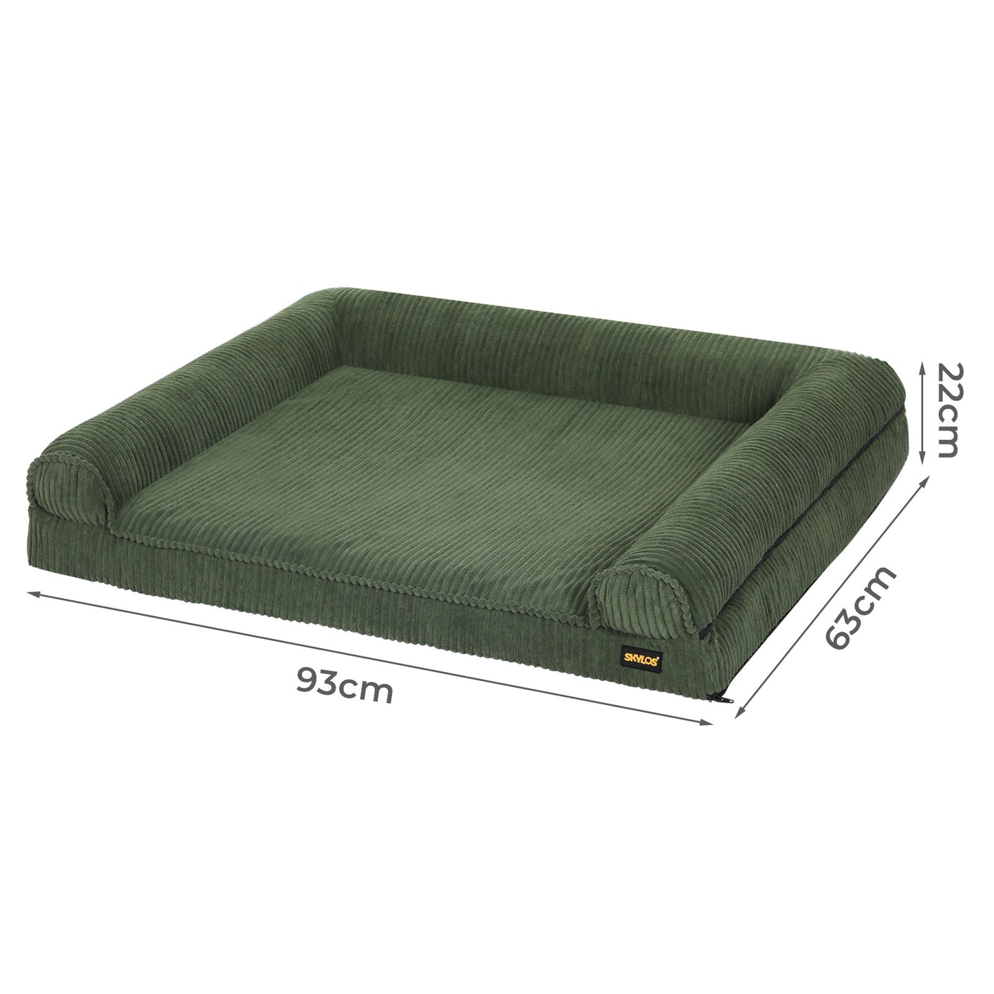 Skylos Orthopedic Dog Bed Washable Cozy Corduroy Puppy Pet Sofa Cushion Green