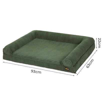 Skylos Orthopedic Dog Bed Washable Cozy Corduroy Puppy Pet Sofa Cushion Green