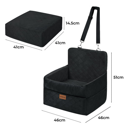 Skylos Dog Booster Car Seat Cosy Cats Pet Travel Bed with Safety Leash Black