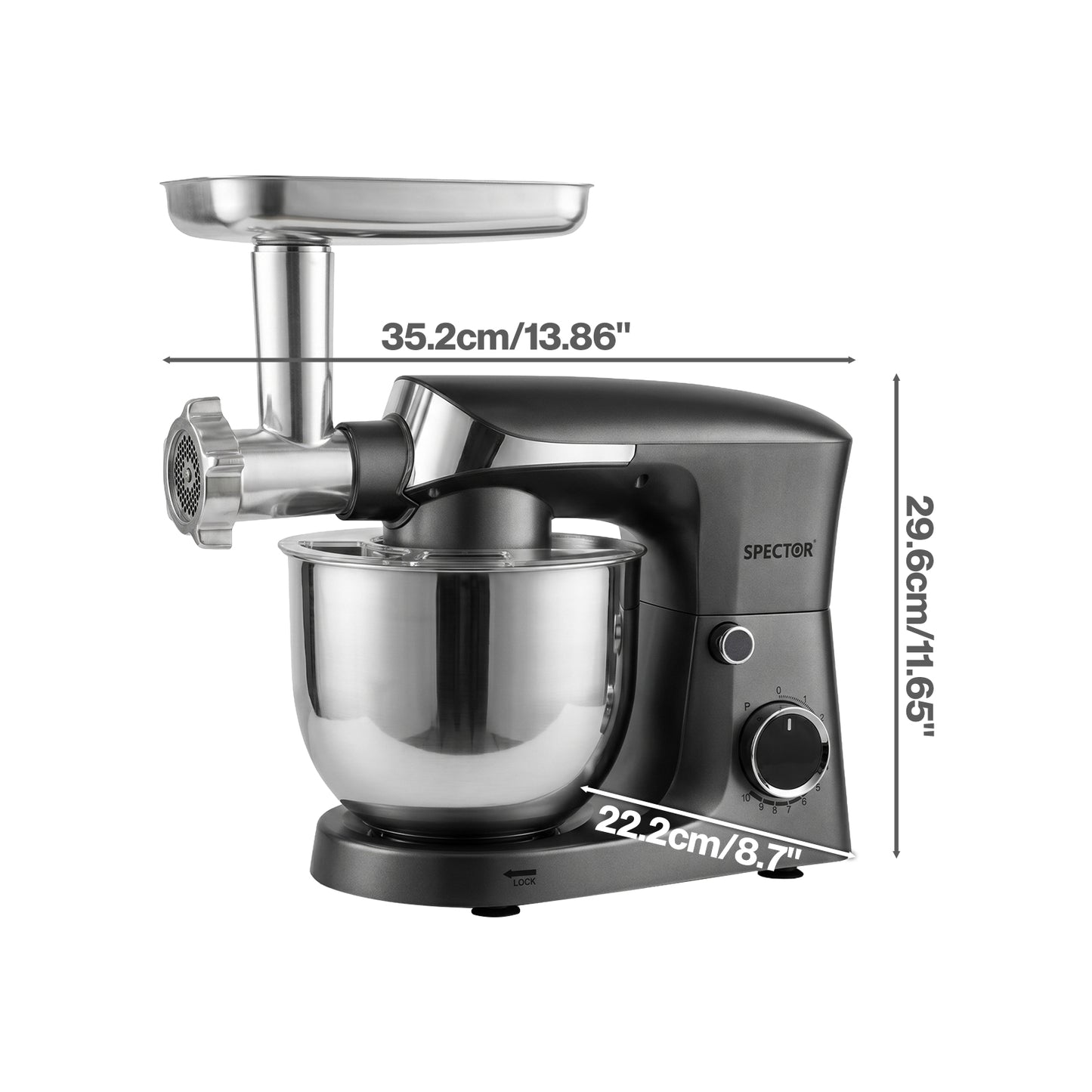 Spector 9 in 1 Stand Mixer 1500W Food Mixer Meat Grinder Kitchen Machine 5.5L