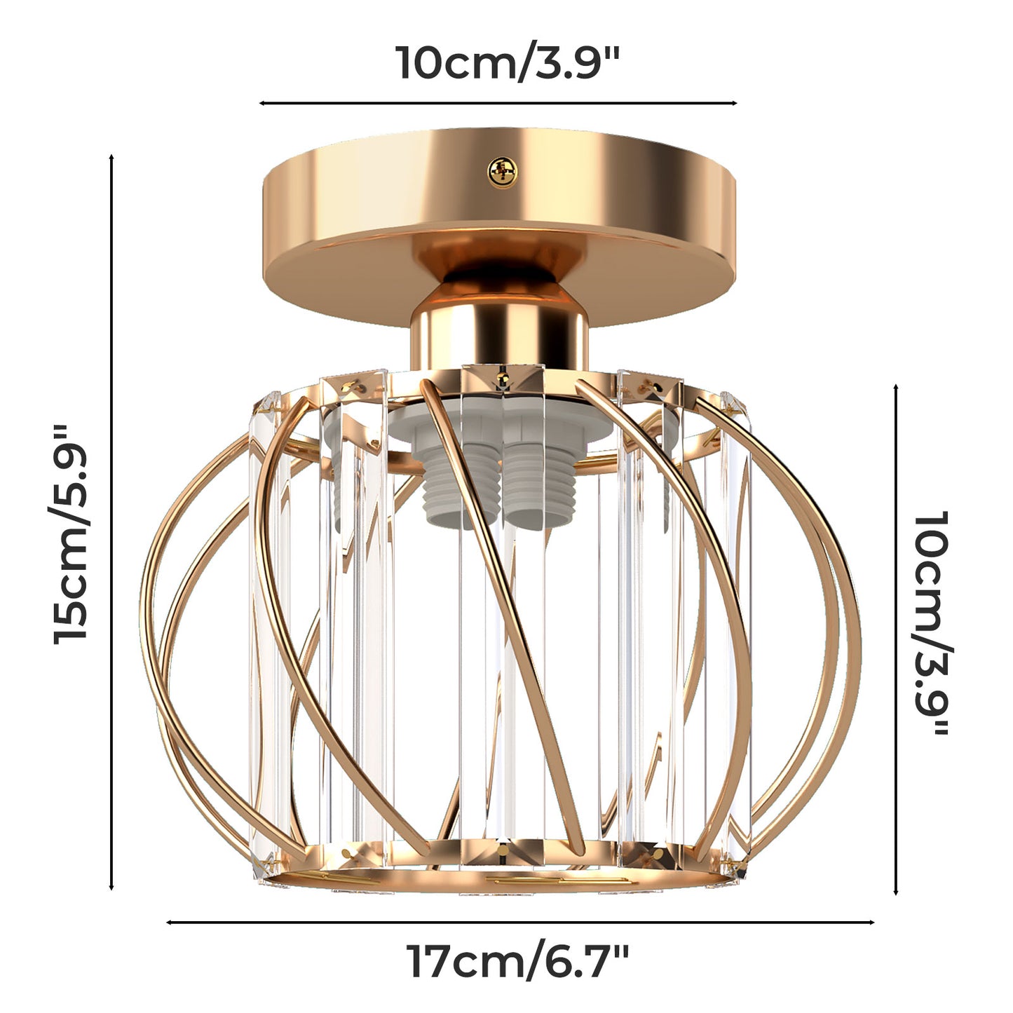 Emitto Crystal Ceiling Light Semi Flush Mount Chandelier Modern Hallway Gold