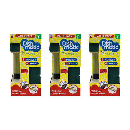 Dishmatic Sponge Essentials Bonus Pack -1 Handle & 6 Refills x3
