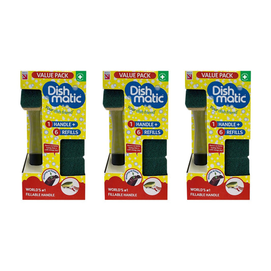 Dishmatic Sponge Essentials Bonus Pack -1 Handle & 6 Refills x3