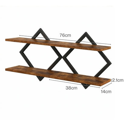 Levede Rustic Floating Shelves Set of 2 Diamond Industrial Display Storage Shelf