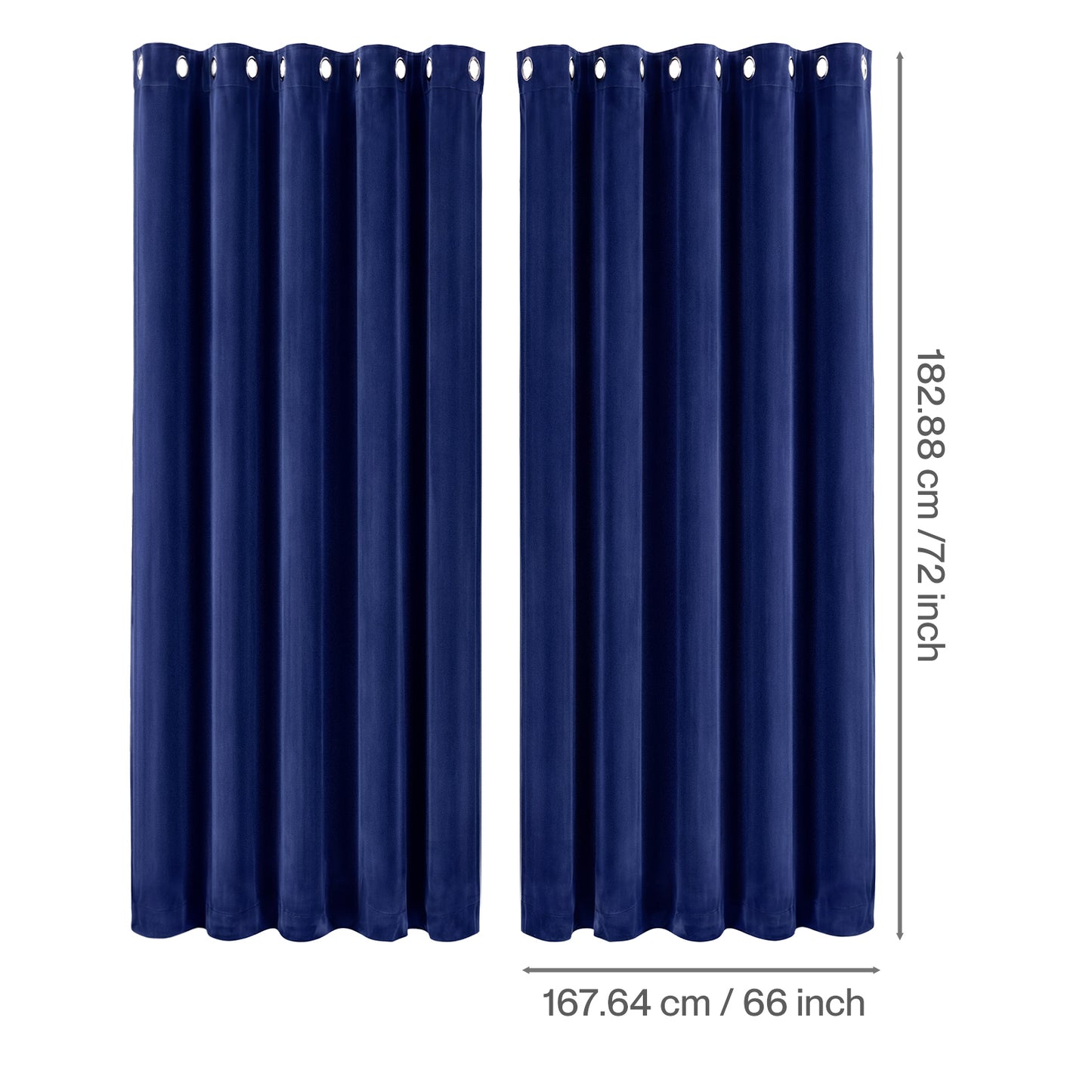 Marlow Thick Thermal Blackout Curtains Velvet 66x72 Inch Eyelet Ring Top Blue