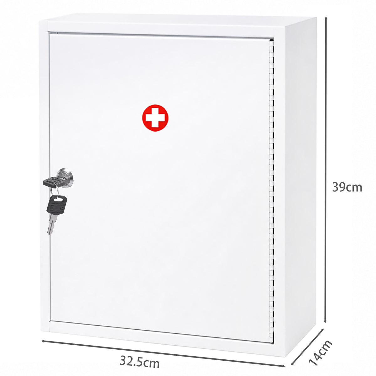 Levede Medicine Storage Box Lockable Steel Wall Cabinet 3-Tier White For Home Use