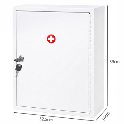 Levede Medicine Storage Box Lockable Steel Wall Cabinet 3-Tier White For Home Use