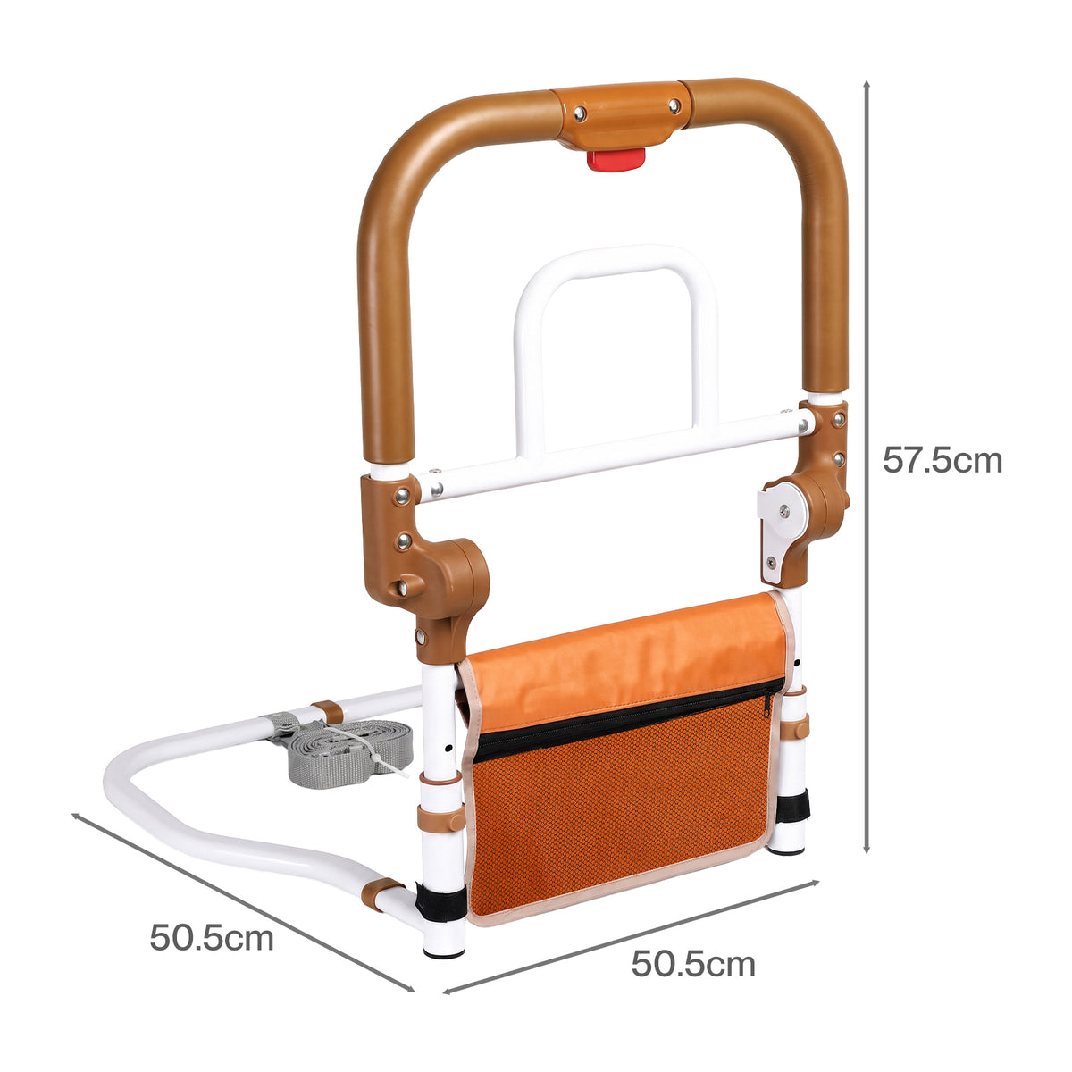 Levede Bed Rail Foldable 2 Handle Adjustable Height Non-Slip Grip Pocket Orange