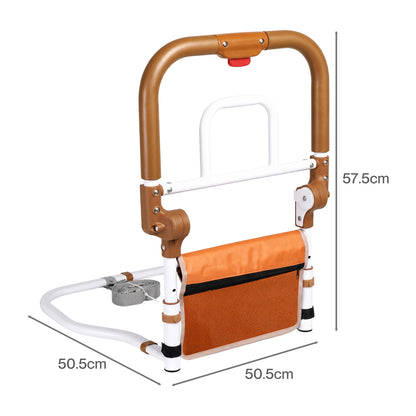 Levede Bed Rail Foldable 2 Handle Adjustable Height Non-Slip Grip Pocket Orange