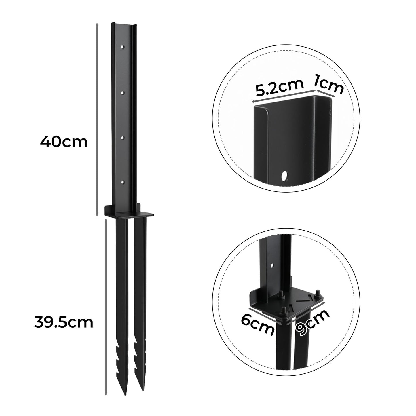 Traderight Heavy Duty Garden Metal Fence Post Repair Stake Anchor Ground Spike