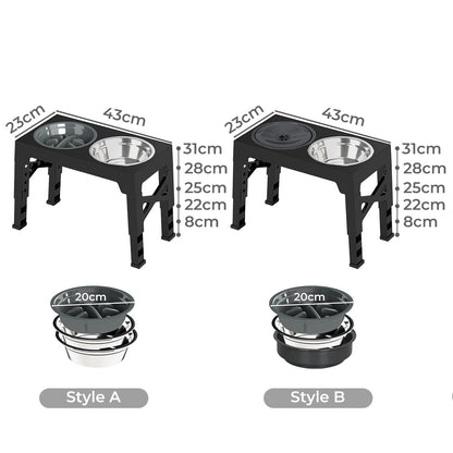 Skylos Raised Dog Feeding Bowl Elevated Pet Food Water Feeder Adjustable Folding
