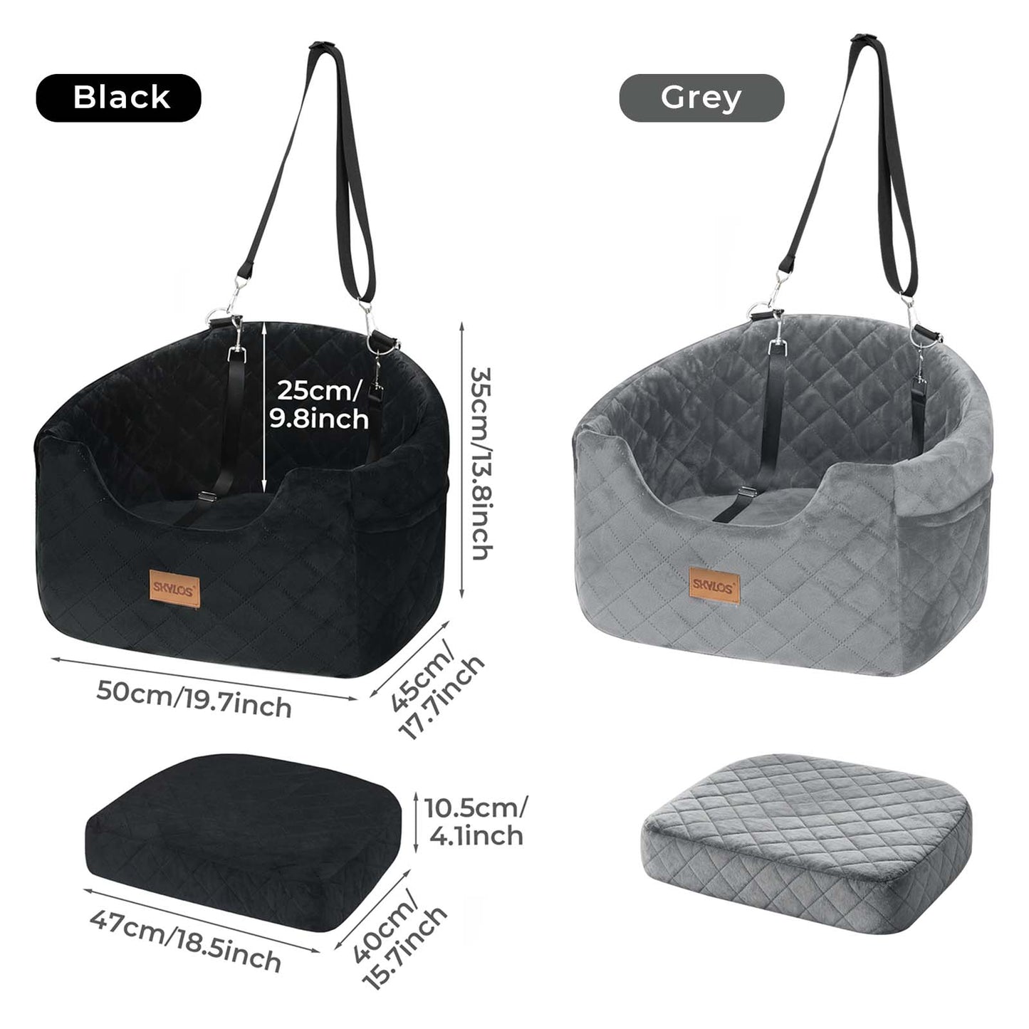 Skylos Dog Booster Car Seat Safe Travel Carrier Bed Bag Basket Pet Puppy Cat