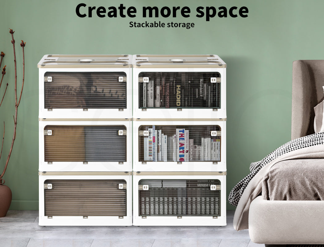 Levede 2x Folding Storage Container Stackable Plastic Clothes Toy Organizer Box