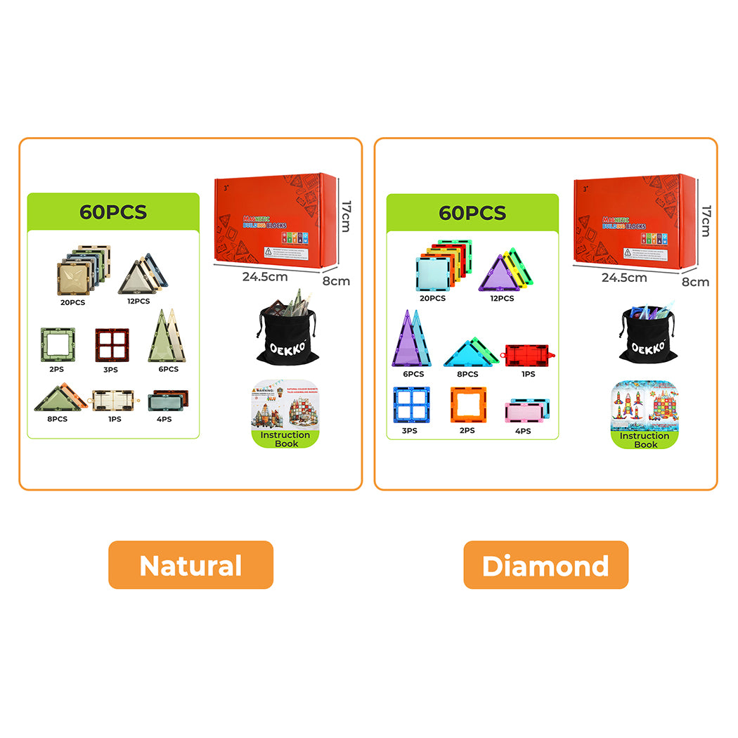 Dekko 60pc Magnetic Building Blocks Set STEM Educational Toys for Kids Gifts