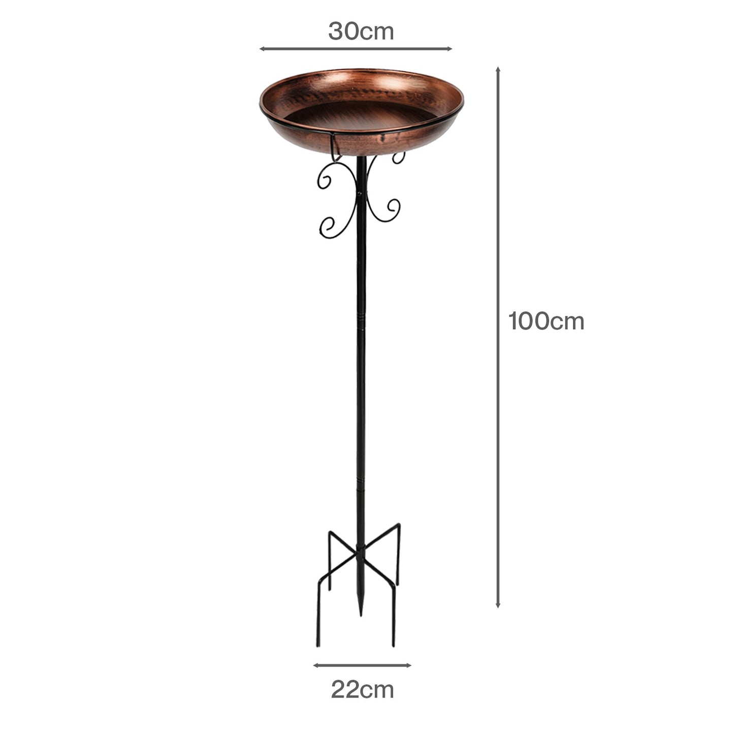 TOQUE Metal Bird Bath Outdoor Garden Bird Feeder Bowl Patio Decor Freestanding