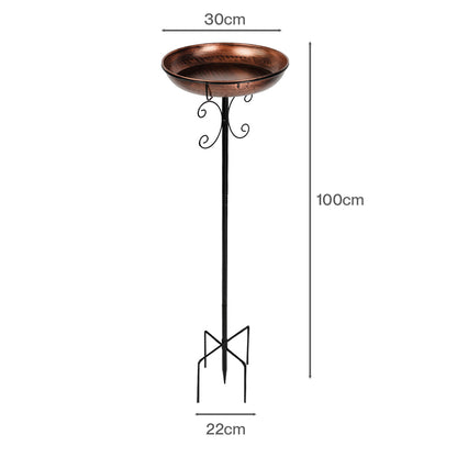 TOQUE Metal Bird Bath Outdoor Garden Bird Feeder Bowl Patio Decor Freestanding