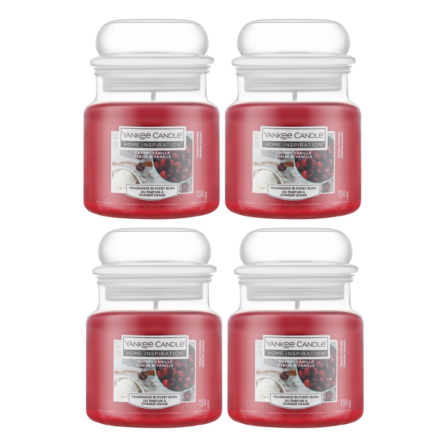 Yankee Candle Small 104g Cherry Vanilla Candle Jar x4
