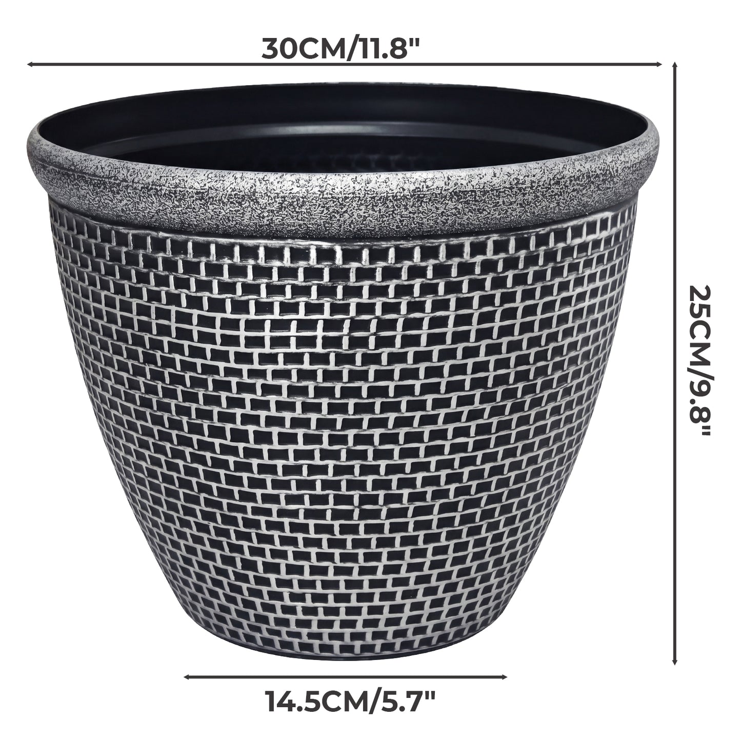 TOQUE 2PCS Plastic Garden Plant Pots 30cm Round Outdoor Planters Drainage Holes