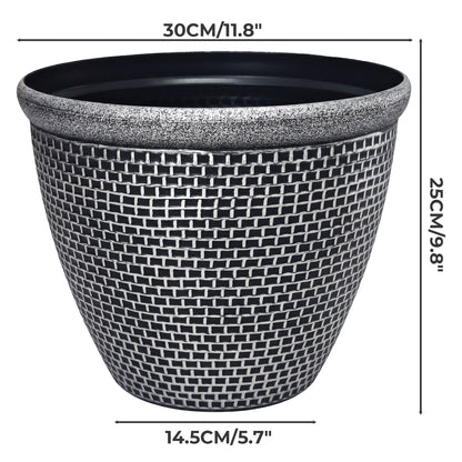 TOQUE 2PCS Plastic Garden Plant Pots 30cm Round Outdoor Planters Drainage Holes