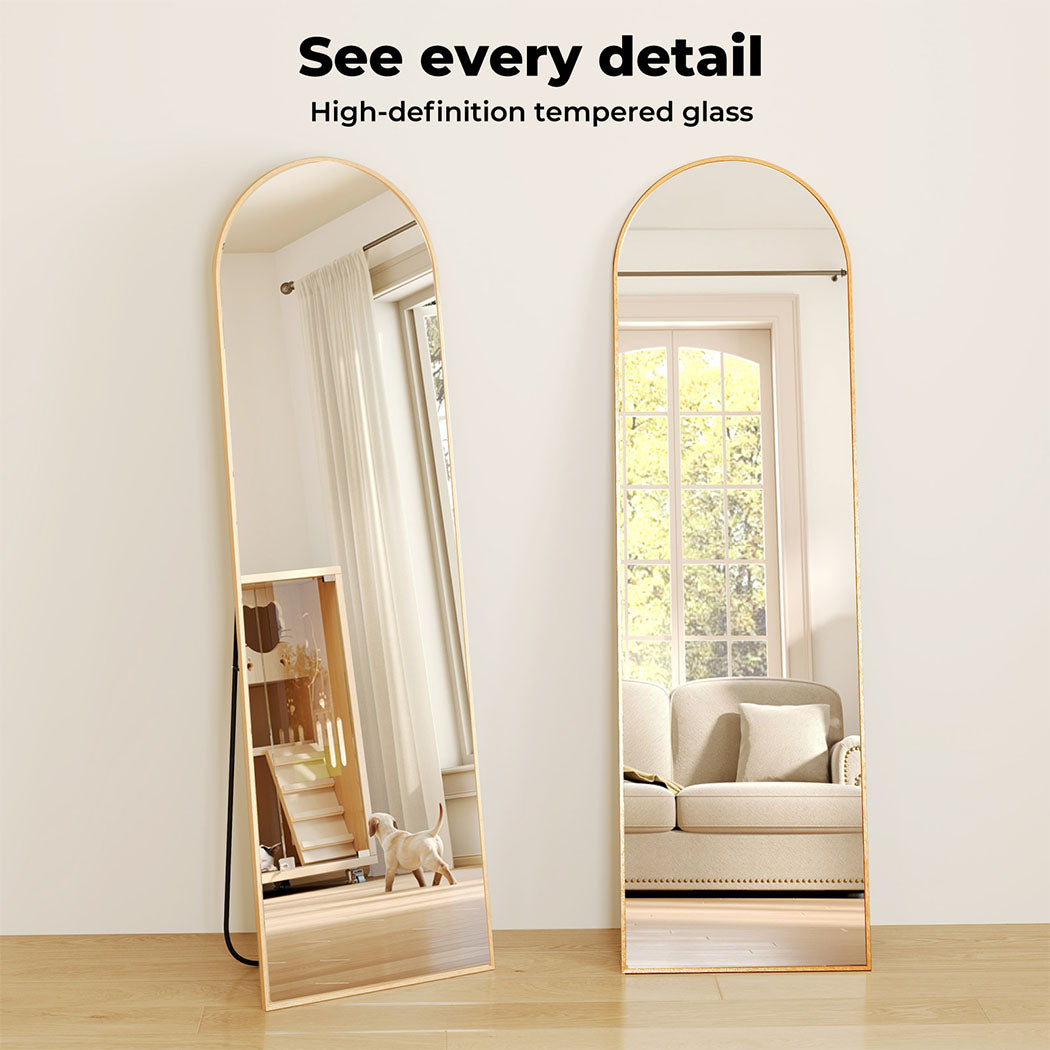 Levede 165cm Full Length Free Standing Floor Mirror Arched Decor Golden Frame