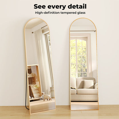 Levede 165cm Full Length Free Standing Floor Mirror Arched Decor Golden Frame