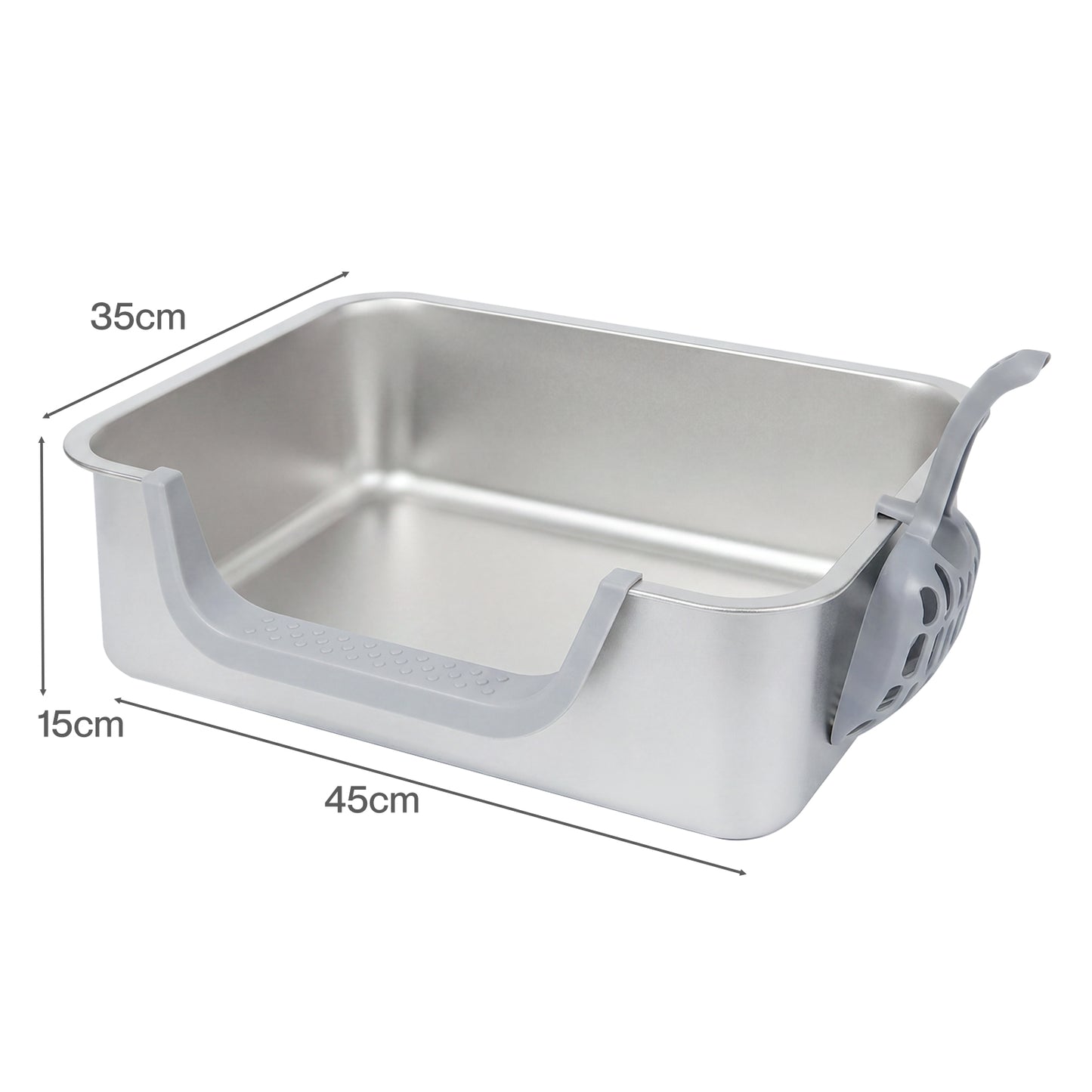 Skylos Cat Litter Tray Stainless Steel 7.5cm Low Entry High Sides 201 Steel