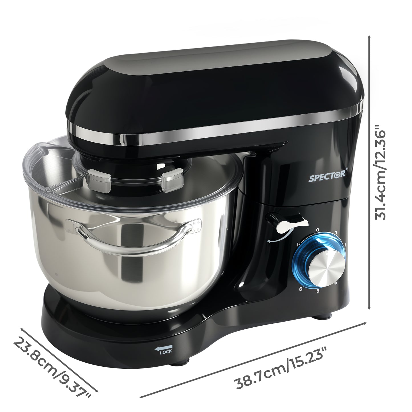Spector Electric Stand Mixer 6.2L Stainless Steel Mixing Bowl 1400W 6 Speeds