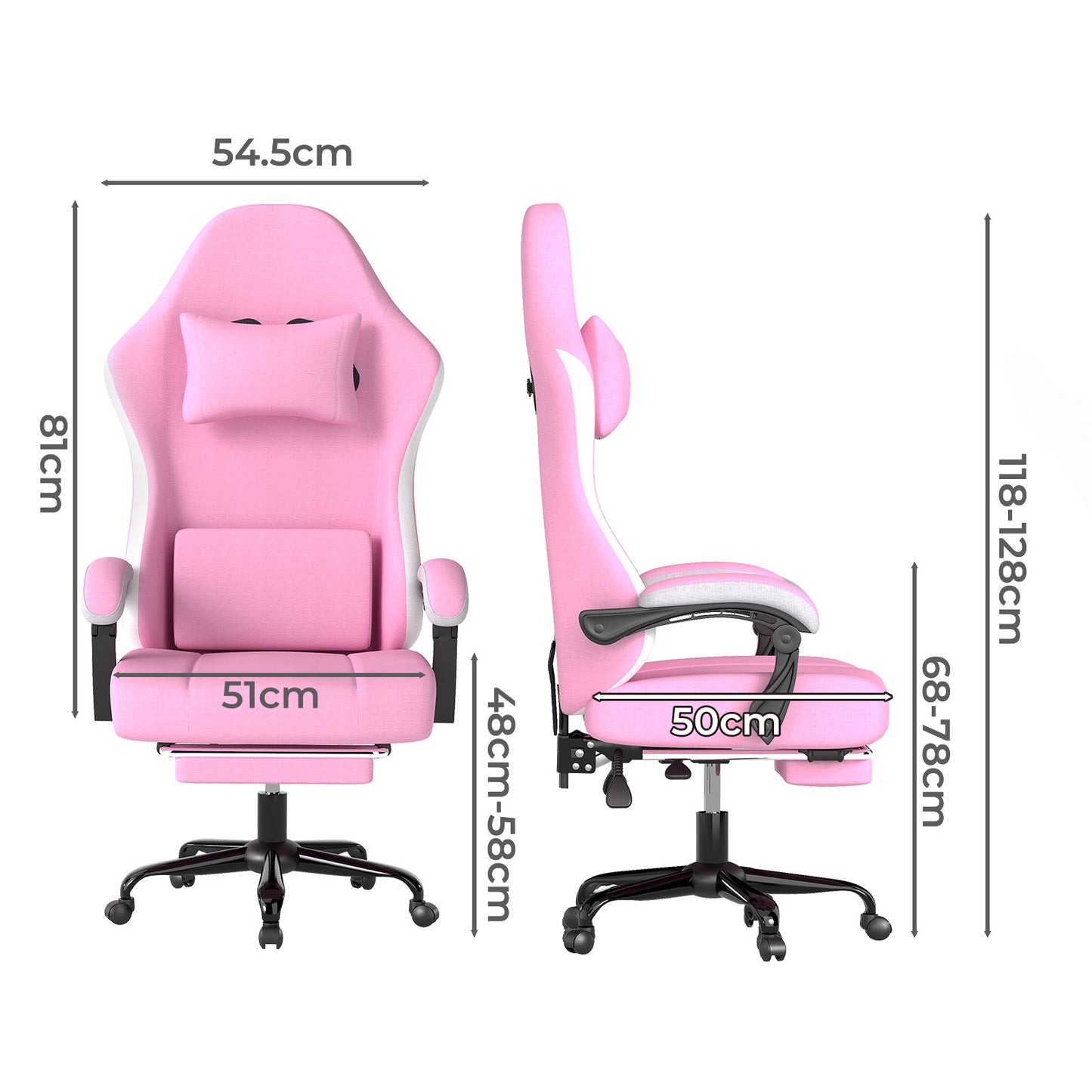 Levede Office Desk Chair Fabric Gaming Recliner Adjustable Height Swivel Pink