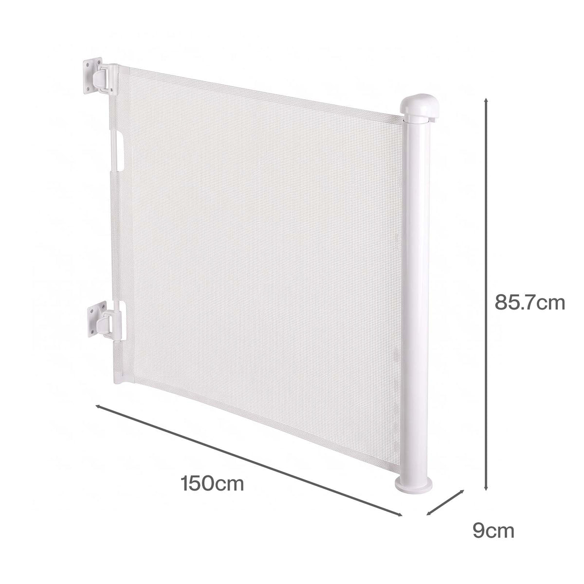 Dekko Retractable Stair Gate One Hand Lock 150cm PVC Mesh For Hallways Grey