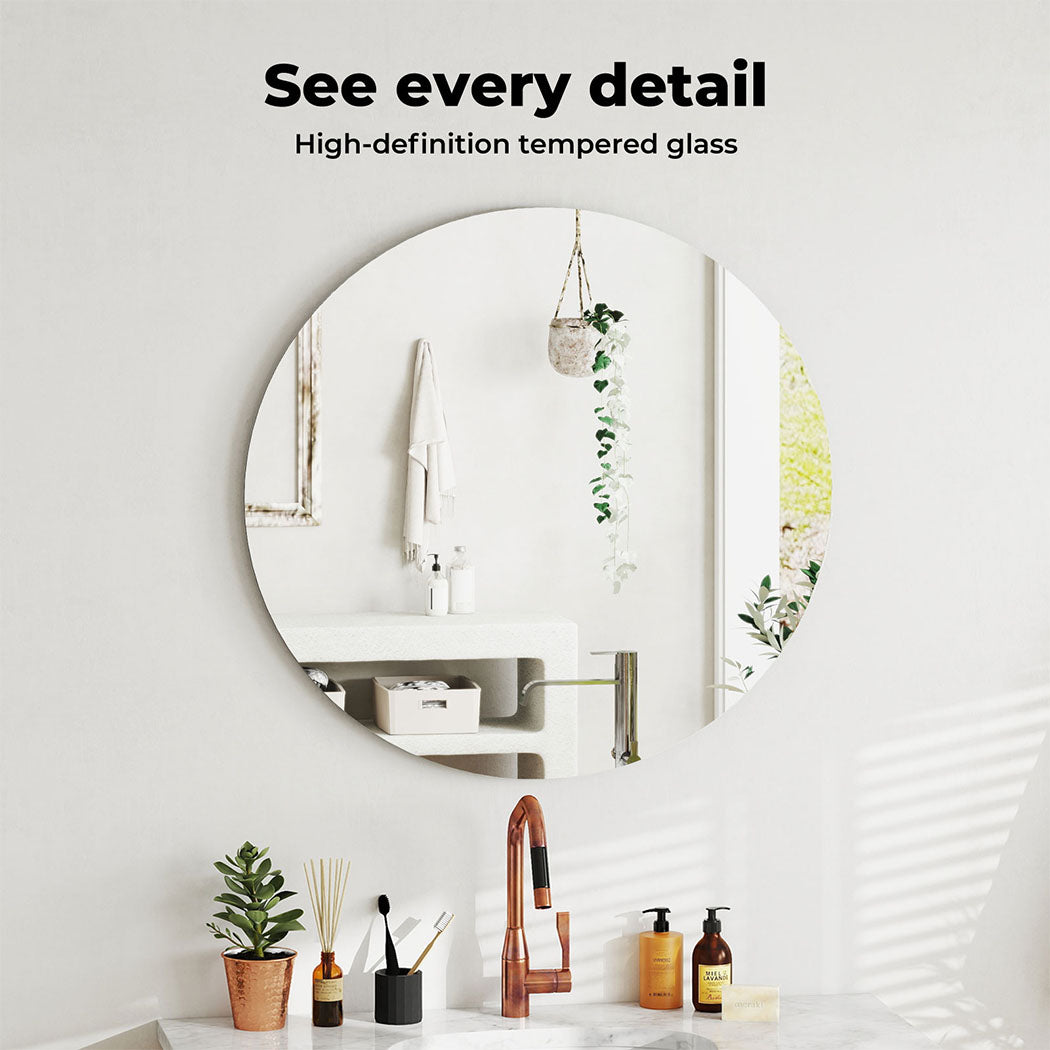 Levede 40cm Round Wall Mirror Frameless Tempered Glass Explosion-Proof Decor