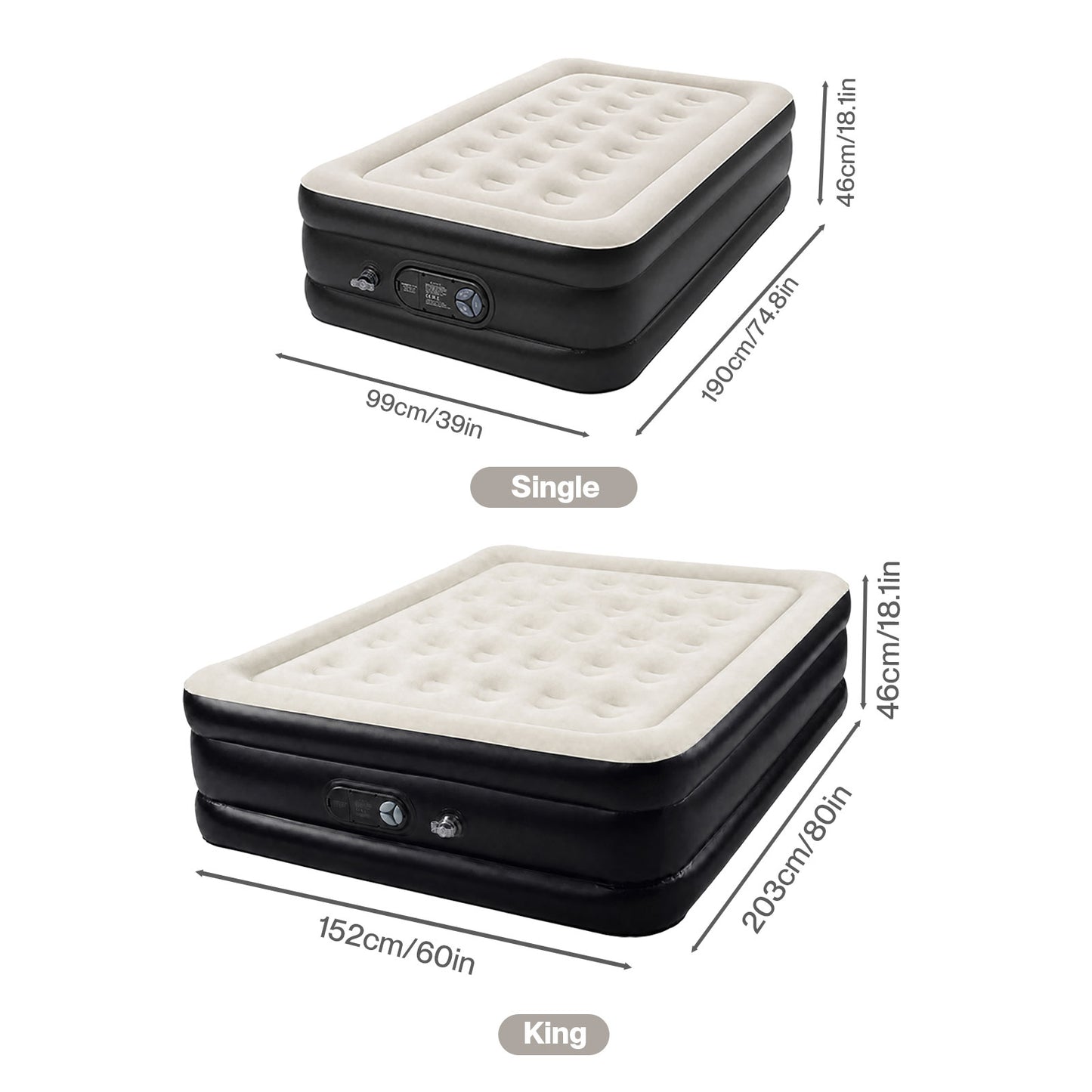 Lavio Air Mattress Built in Pump King Single Size High Raised Inflatable Air Bed