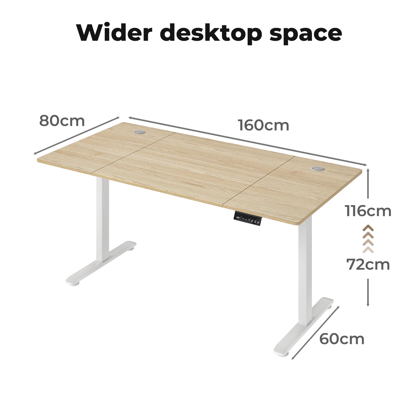 Levede Electric Standing Desk  Adjustable Height Workstation Metal Frame Natural