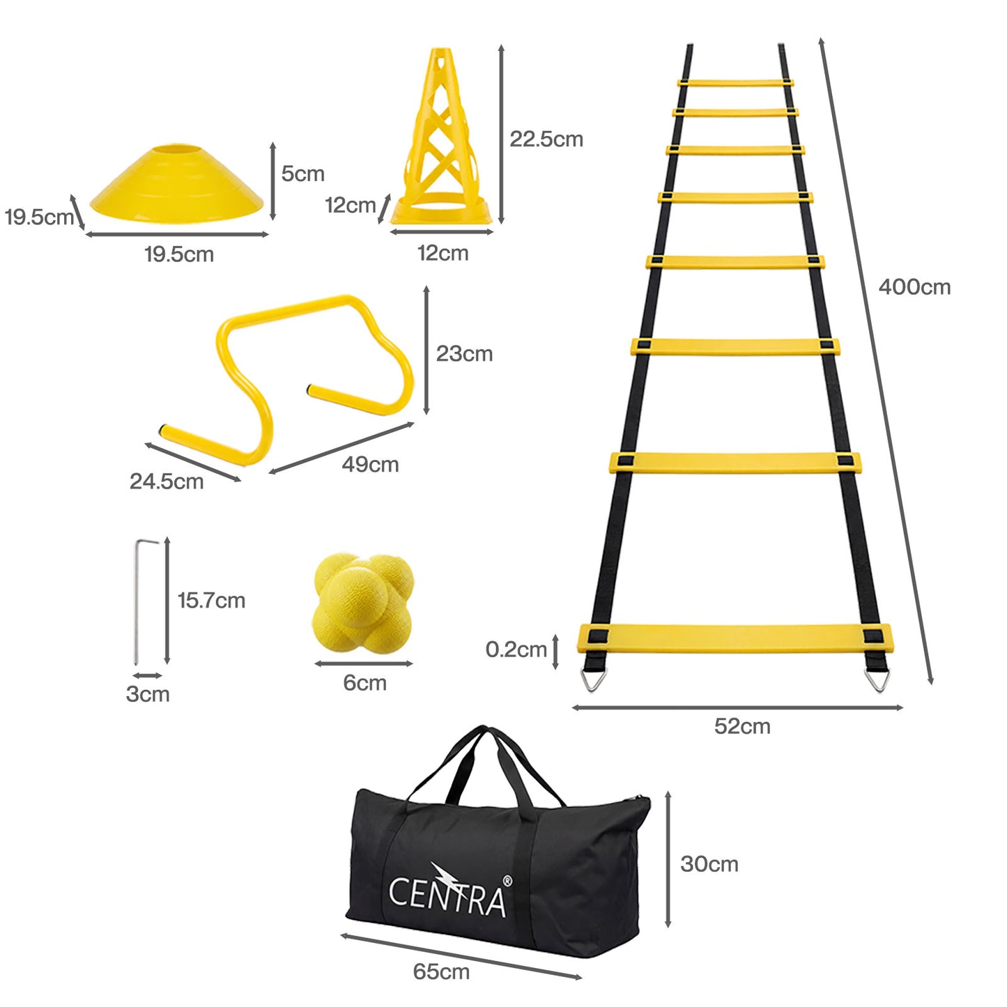 Centra  Football Training Equipment Pro Agility Kit Speed Ladder Cones Hurdle