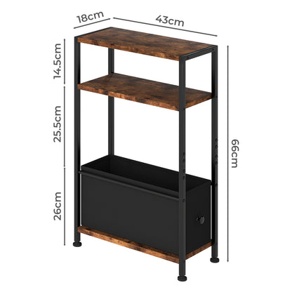 Levede Side End Table Industrial 3 Tier Wooden Oxford Storage Basket Living Room
