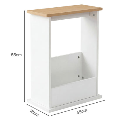 Levede Side Table with Magazine Rack Slim End Table For Living Room Natural
