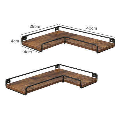 Levede Rustic Floating Shelves Set 2PC Kitchen Corner Wall Shelf Unit Storage