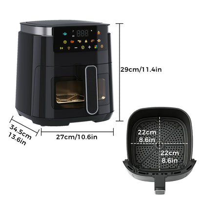 Spector 5L Digital Air Fryer 1250W Oil Free Hot Air Healthy Frying Cooker Black