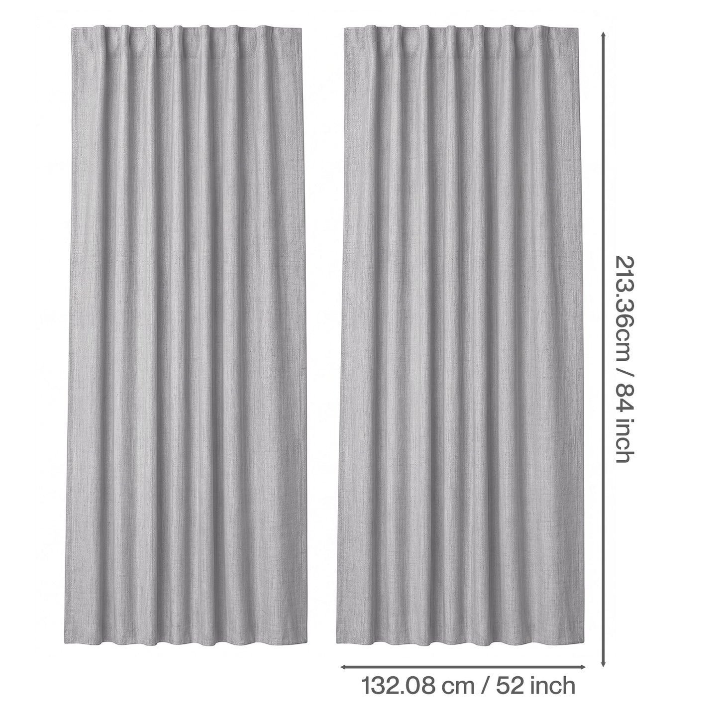 Marlow 100% Blackout Curtains Thermal Linen Look Pair Ready Made 52x84 in Grey