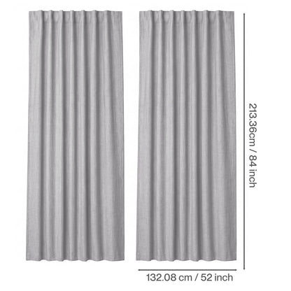 Marlow 100% Blackout Curtains Thermal Linen Look Pair Ready Made 52x84 in Grey