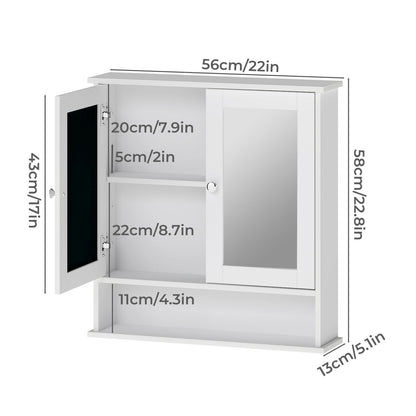 Levede Bathroom Mirror Cabinet Storage Toilet Cupboard Wall Mounted Shelves