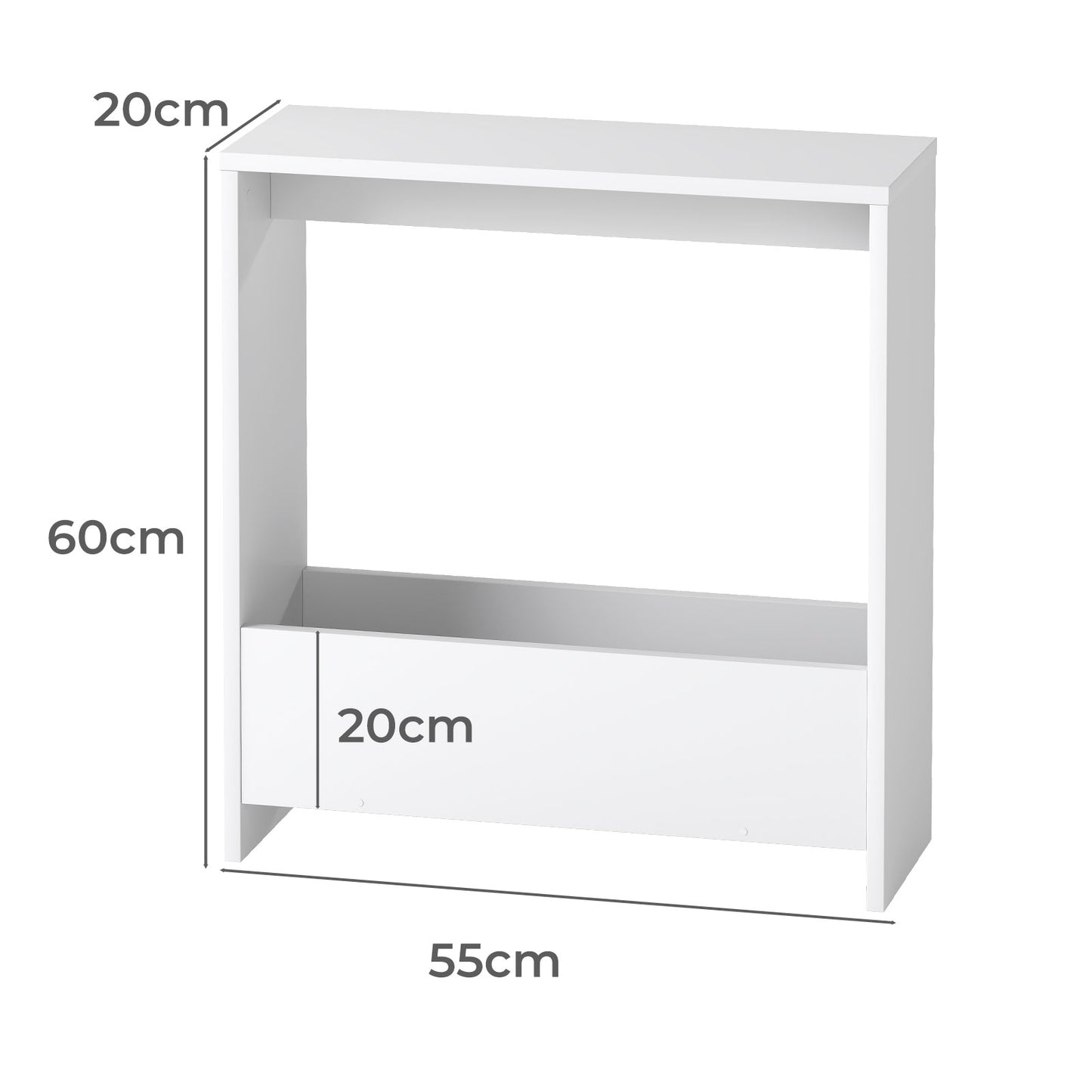 Levede Side Table with Magazine Storage End Table Narrow for Living Room White