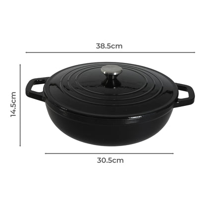 Toque Cast Iron Enameled Dutch Oven Bread Baking Casserole Pot Self-Basting Lid