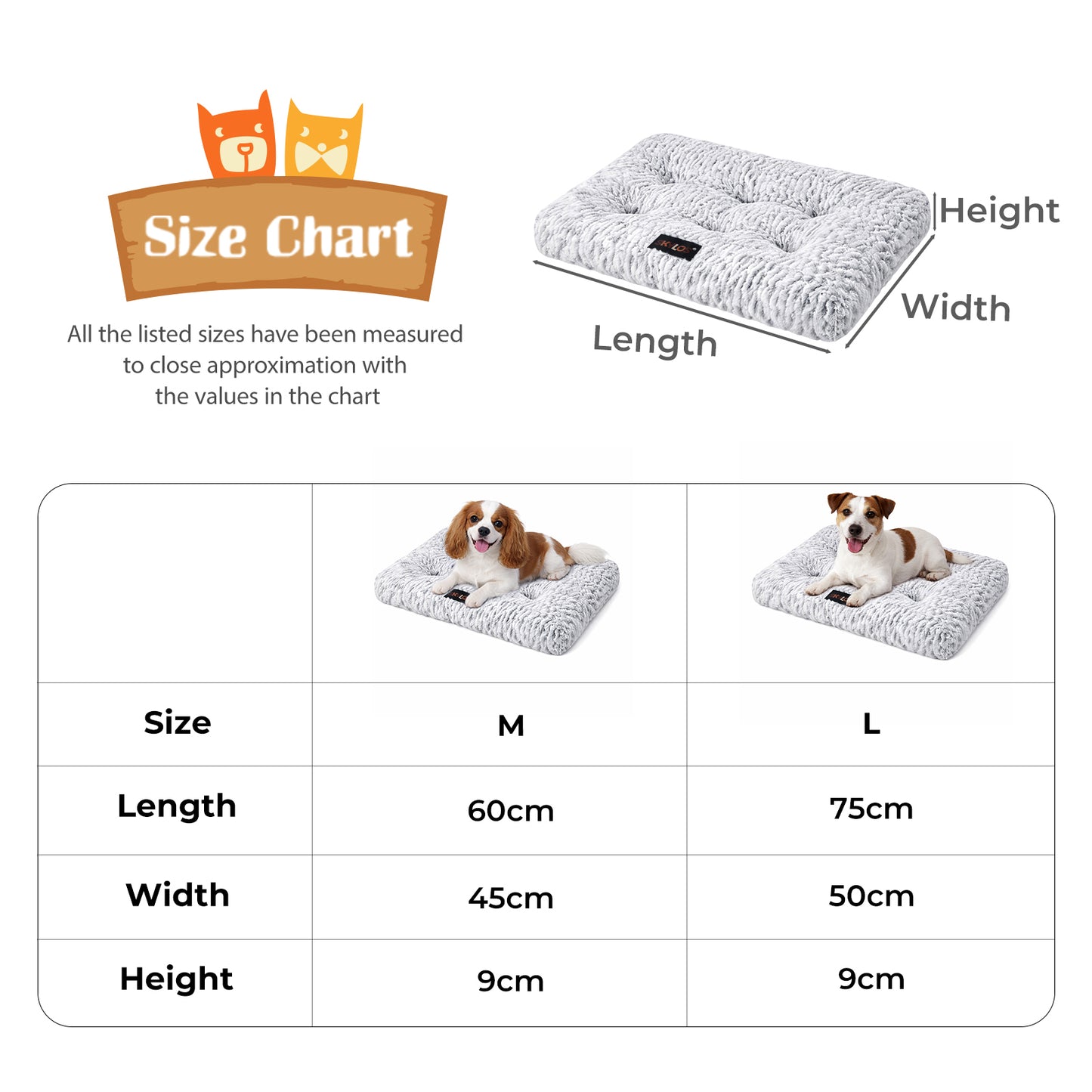 Skylos Dog Bed Luxury Pet Mattress Plush Soft Warm Cushion for Senior Small Dogs