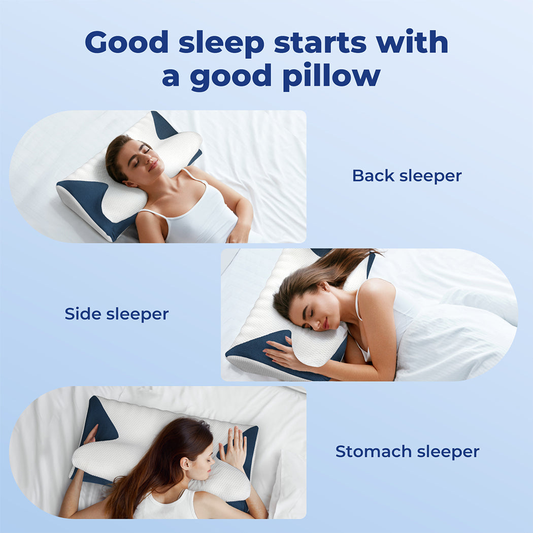 Lavio Cervical Contour Memory Foam Pillow Side Sleeper for Neck Pain Relief