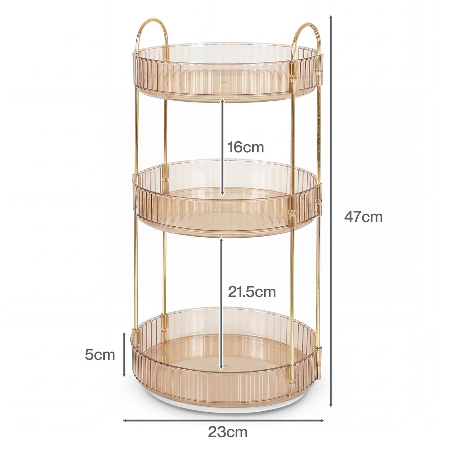 ilus Makeup Organiser 360 Rotating Spinning 3 Tiers Cosmetic Organizer Gold