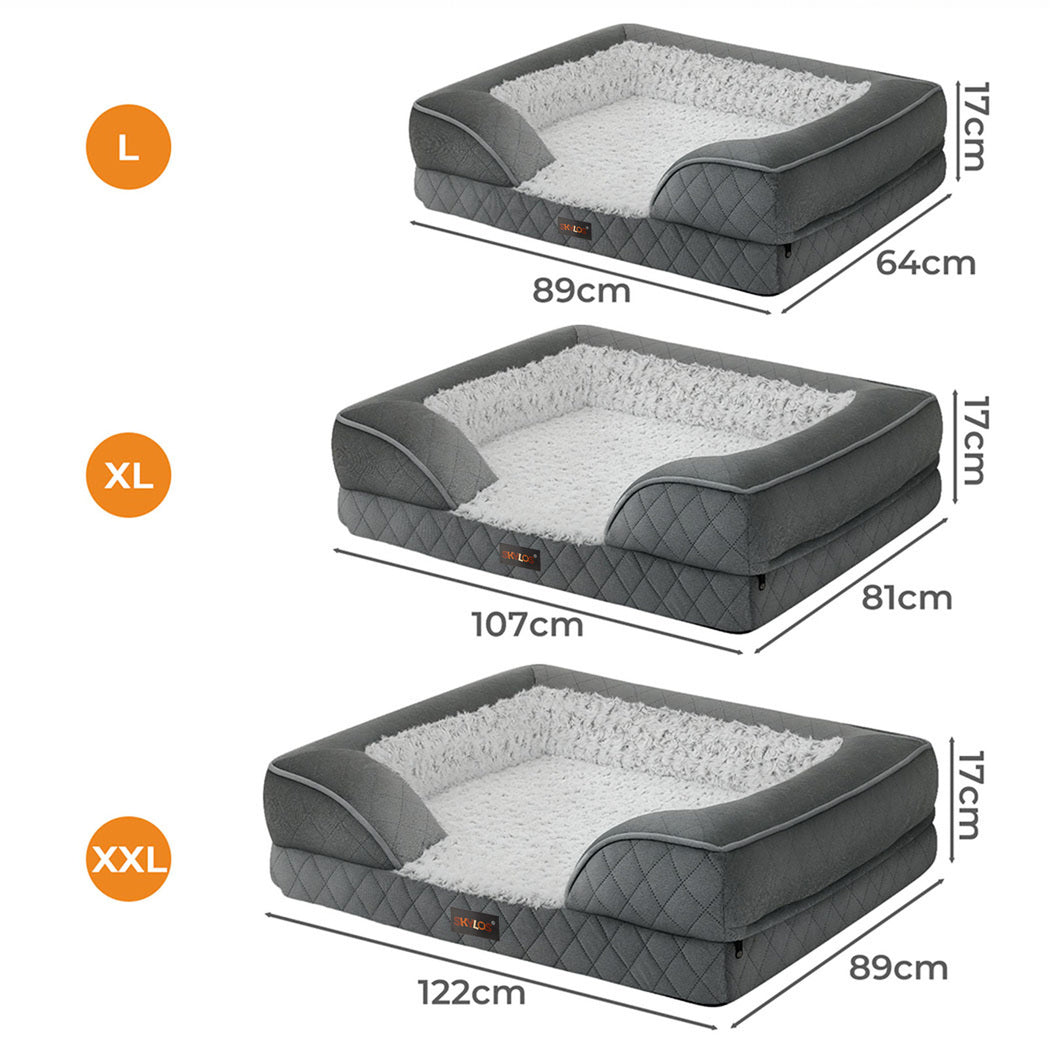Skylos Orthopedic Pet Bed Dog Memory Foam Cushion Calming Mat Washable Large