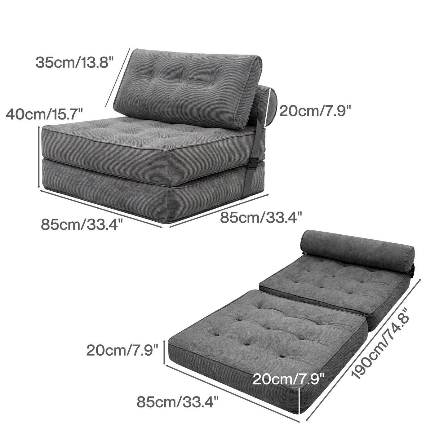 Levede Sofa Bed Convertible Boneless Floor Mattress Single Lightweight Portable